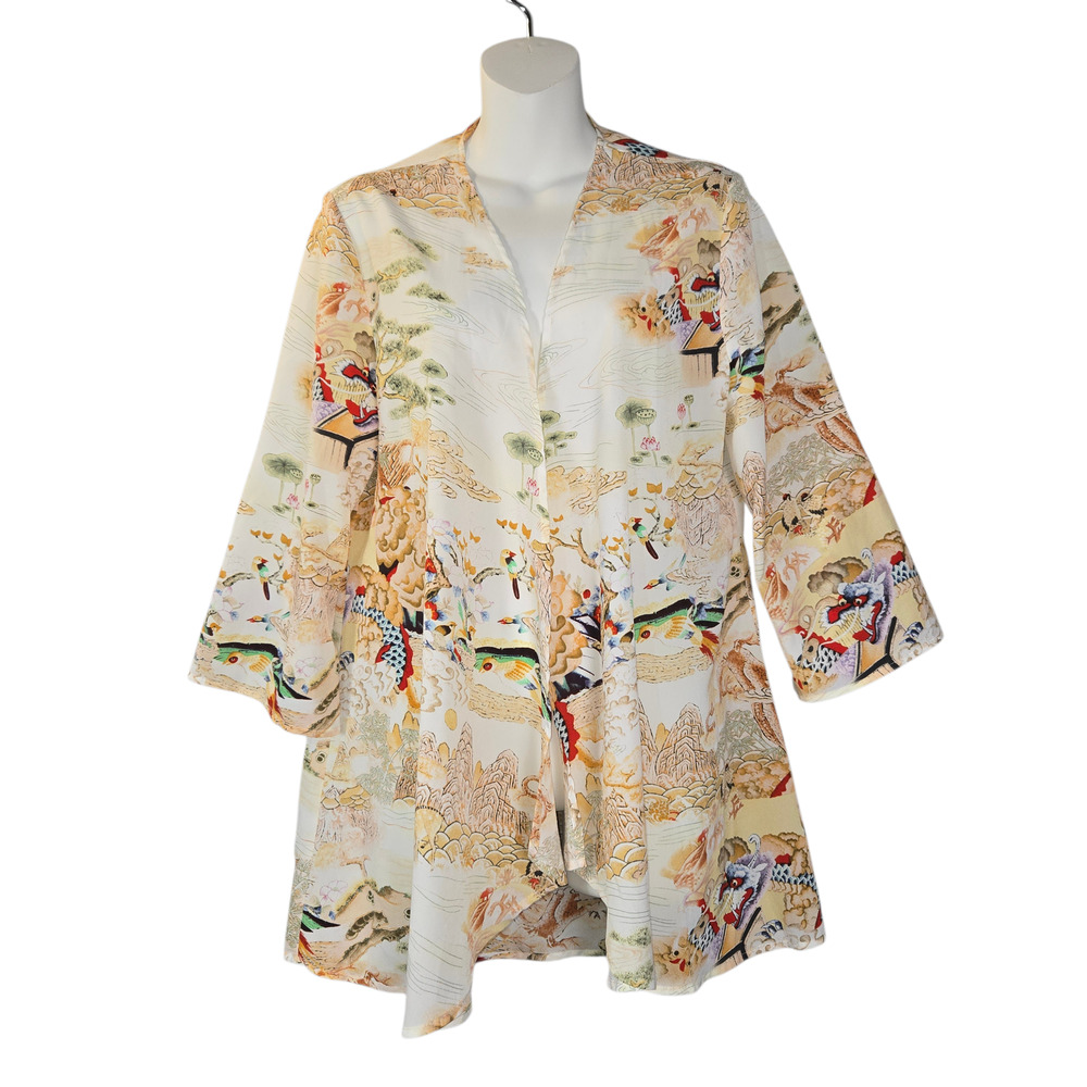 Ania.A‎ Women's S Kimono Cardigan Open Front Asian Inspired Lightweight Dragon